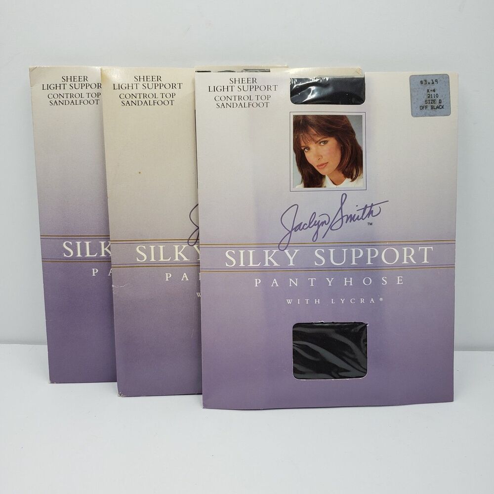 Jaclyn Smith Silky Support Pantyhose Size D Taupe Black Lot Of 3